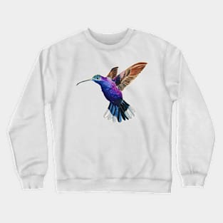 Flying Violet Saberwing Hummingbird Watercolor Painting Crewneck Sweatshirt